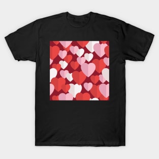 Red And Pink Valentine Paper Hearts T-Shirt